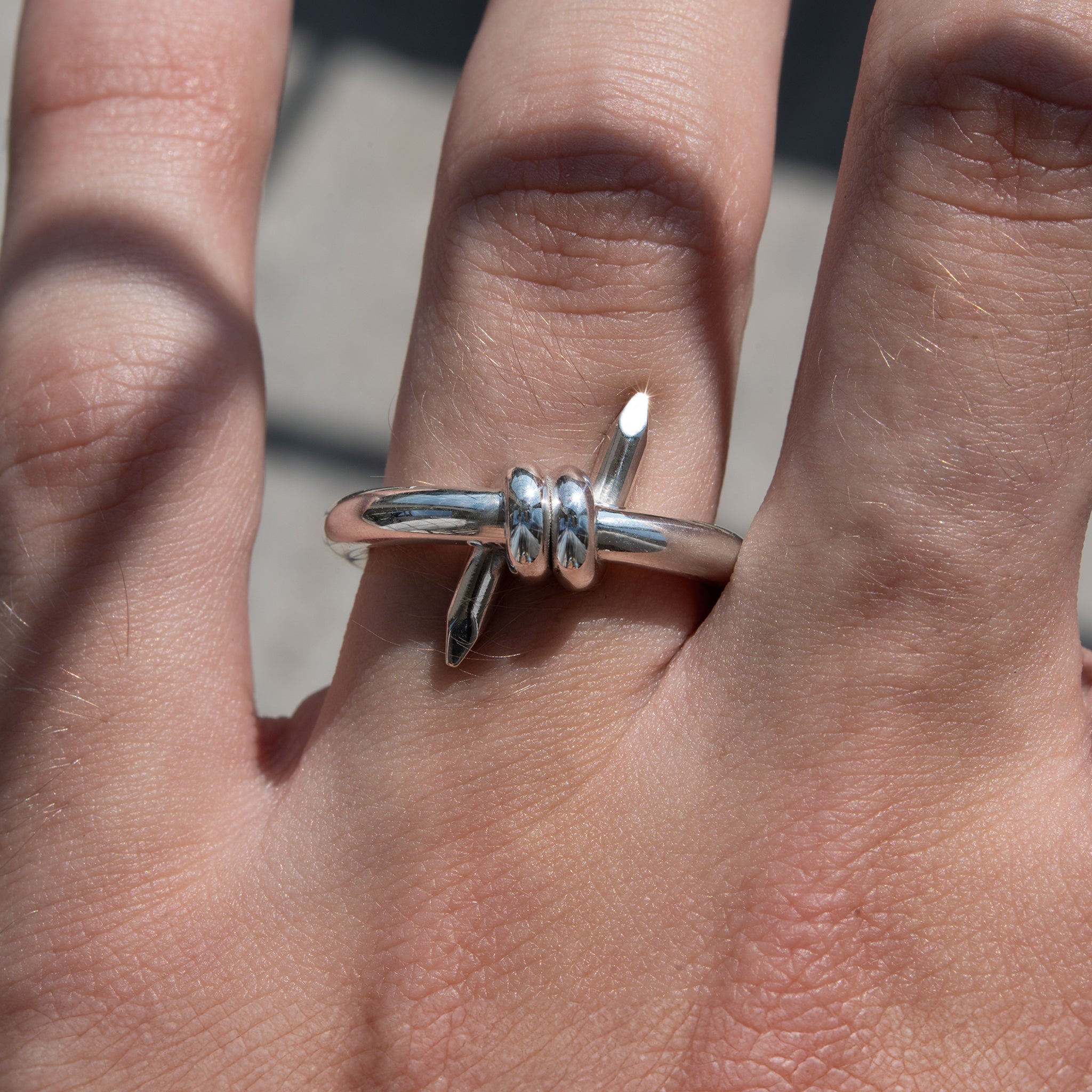 sterling silver barbed wire ring