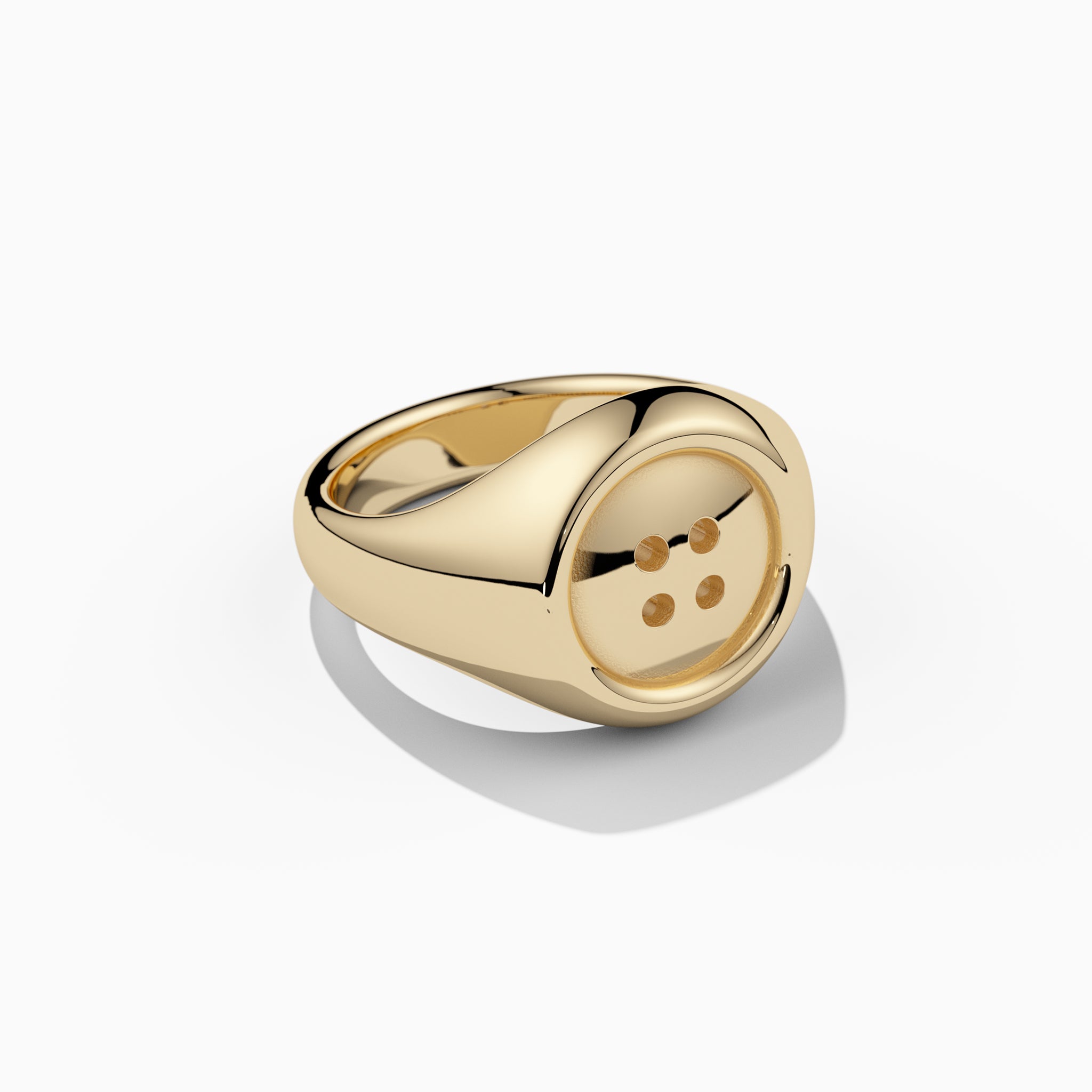 Button Signet Ring in 14K Gold