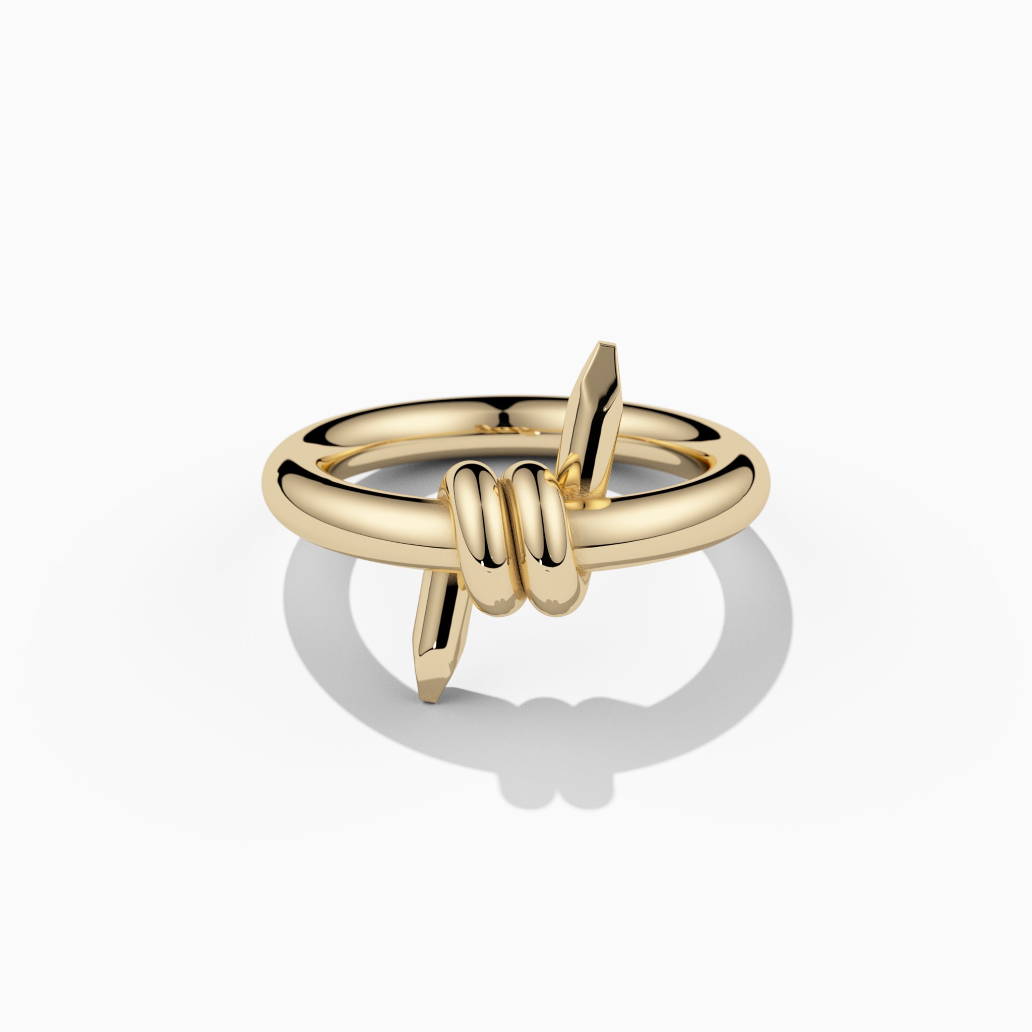 ordinarysterling 14k solid gold barbed wire ring 