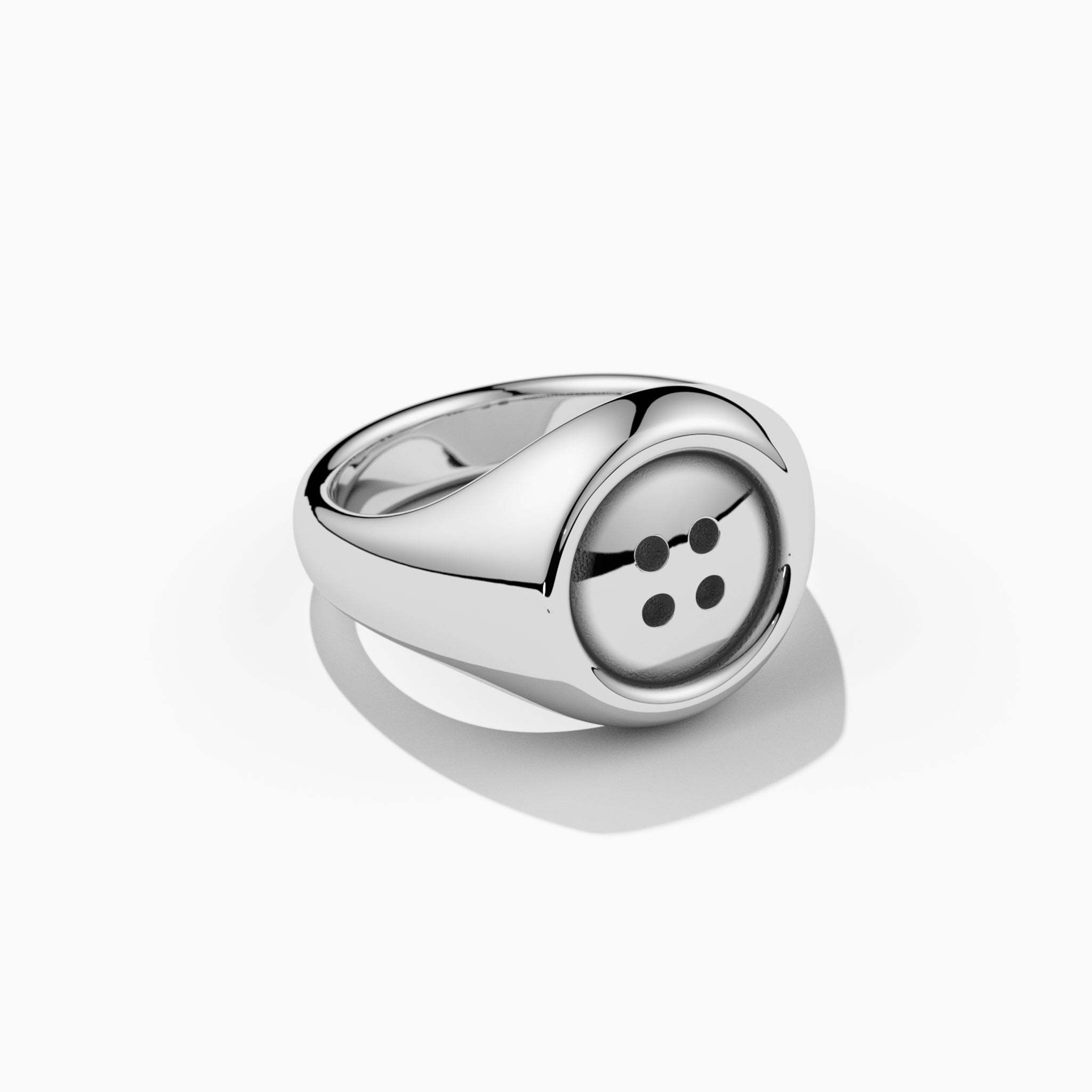 Button Signet Ring in Sterling Silver